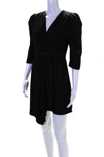 J.O.A. Womens Pleated V-Neck Dress Black Size 0 12976066