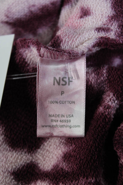 NSF Women's Hood Long Sleeves Pockets Burgundy Tie Dye Sweatshirt Size  P