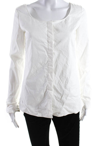 The Row Women's Round Neck Long Sleeves Button Down Cotton Blouse White Size S