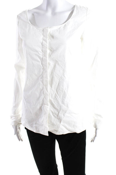 The Row Women's Round Neck Long Sleeves Button Down Cotton Blouse White Size S