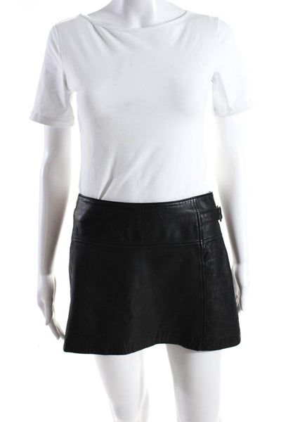 BCBG Max Azria Womens Low Rise Leather Micro Mini Skirt Black Size 0