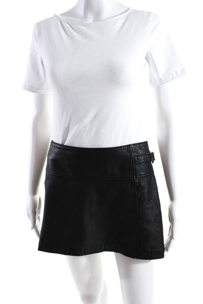 BCBG Max Azria Womens Low Rise Leather Micro Mini Skirt Black Size 0