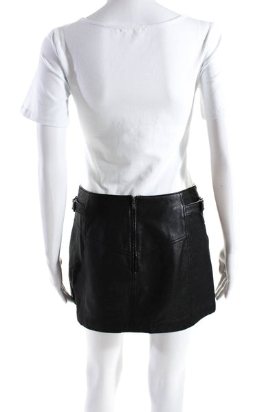 BCBG Max Azria Womens Low Rise Leather Micro Mini Skirt Black Size 0