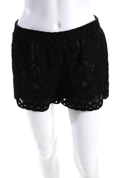 BCBG Max Azria Womens Low Rise Elastic Waist Lace Shorts Black Size 2