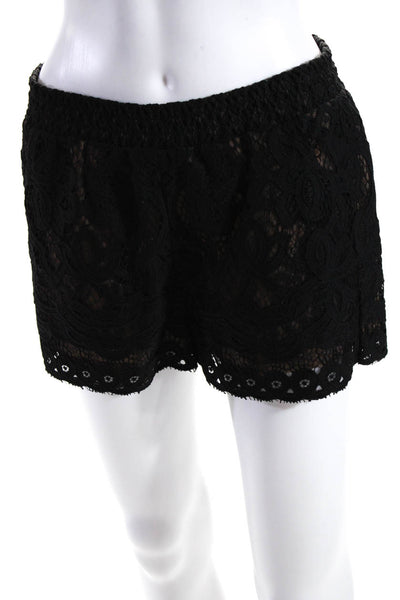 BCBG Max Azria Womens Low Rise Elastic Waist Lace Shorts Black Size 2