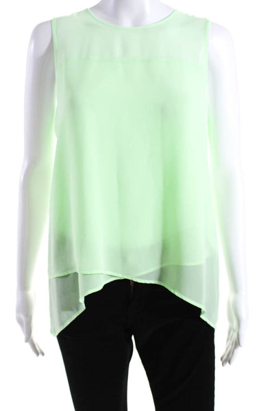 Vince Camuto Womens Crew Neck Chiffon Sleeveless Tank Top Blouse Green Small