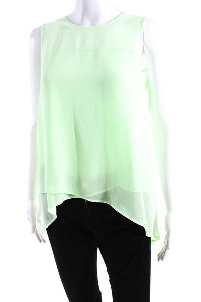 Vince Camuto Womens Crew Neck Chiffon Sleeveless Tank Top Blouse Green Small