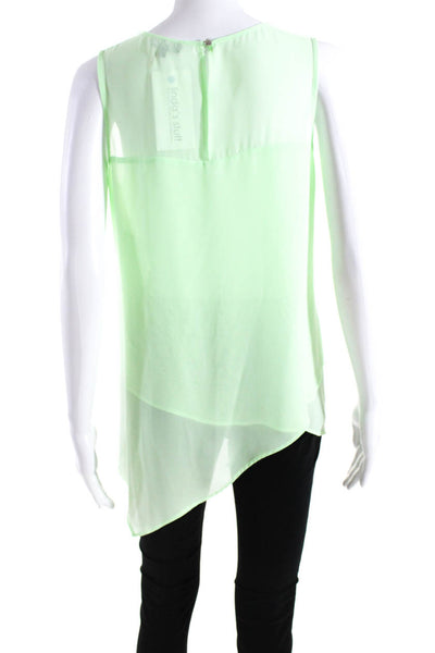 Vince Camuto Womens Crew Neck Chiffon Sleeveless Tank Top Blouse Green Small