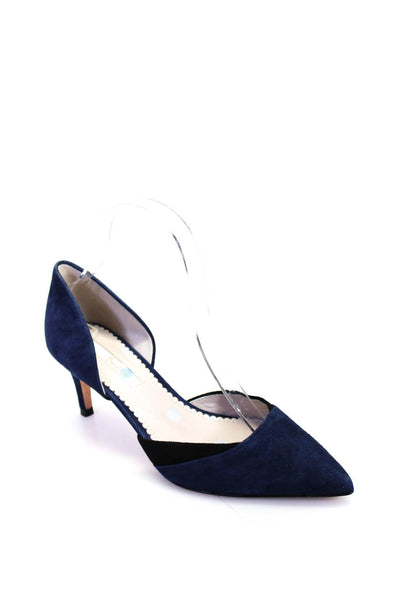 Boden Womens Suede Pointed Toe Slide On D'Orsay Pumps Navy Blue Size 37 7