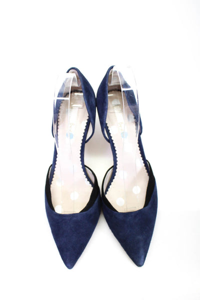 Boden Womens Suede Pointed Toe Slide On D'Orsay Pumps Navy Blue Size 37 7