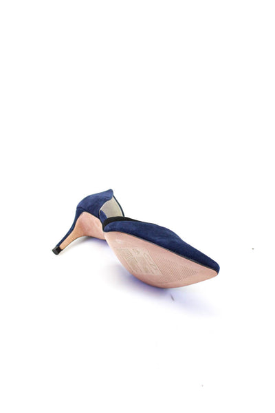 Boden Womens Suede Pointed Toe Slide On D'Orsay Pumps Navy Blue Size 37 7