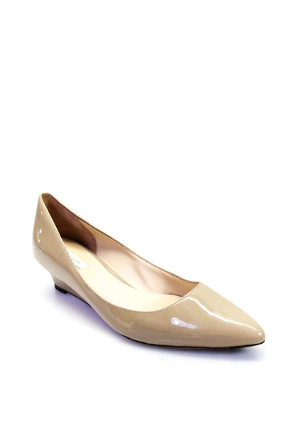 Cole Haan Womens Patent Leather Pointed Toe Wedge Pumps Nude Beige Size 8.5 B