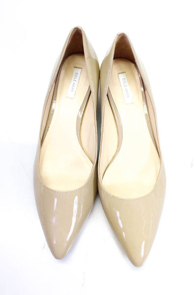 Cole Haan Womens Patent Leather Pointed Toe Wedge Pumps Nude Beige Size 8.5 B