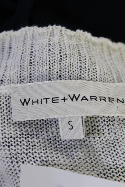 White + Warren Women's V-Neck Long Sleeves Pullover Sweater White Size S