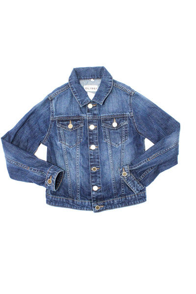 DL1961 Girls Blue Medium Wash Cotton Button Down Long Sleeve Denim Jacket Size M