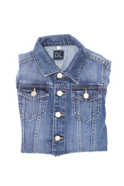 DL1961 Girls Blue Medium Wash Cotton Button Down Long Sleeve Denim Jacket Size S