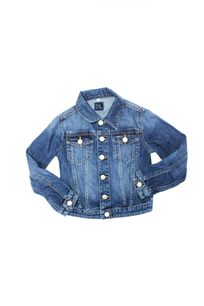 DL1961 Girls Blue Medium Wash Cotton Button Down Long Sleeve Denim Jacket Size S