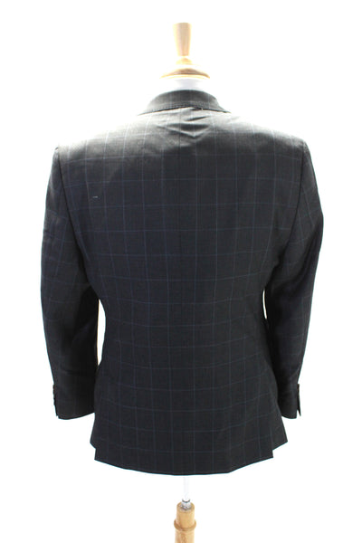 Lauren Ralph Lauren Mens Gray Wool Plaid Long Sleeve Slim Fit Blazer Size 42S