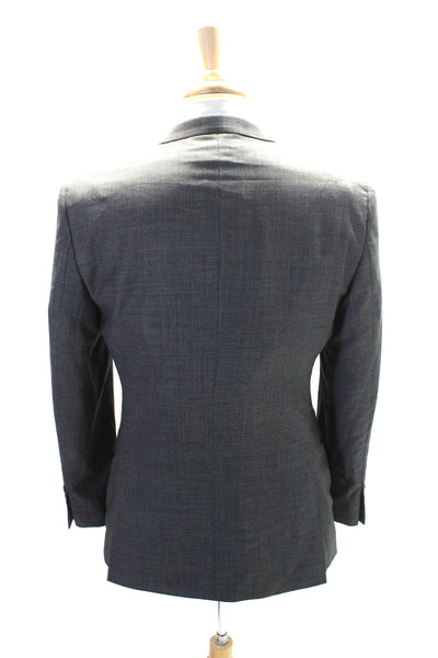 Tallia Mens Solid Dark Gray Wool Two Button Long Sleeve Blazer Size 40S