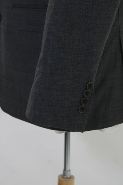 Tallia Mens Solid Dark Gray Wool Two Button Long Sleeve Blazer Size 40S