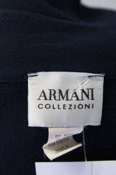 Armani Collezioni Womens Blue Collar Long Sleeve Button Down Knit Shirt Size M