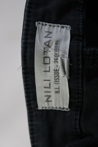 Nili Lotan Womens High Rise Zip Up Jogger Utility Pants Black Cotton Size 8