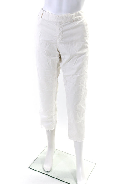 Nili Lotan Womens Mid Rise Zip Up Slim Leg Utility Pants White Cotton Size 10