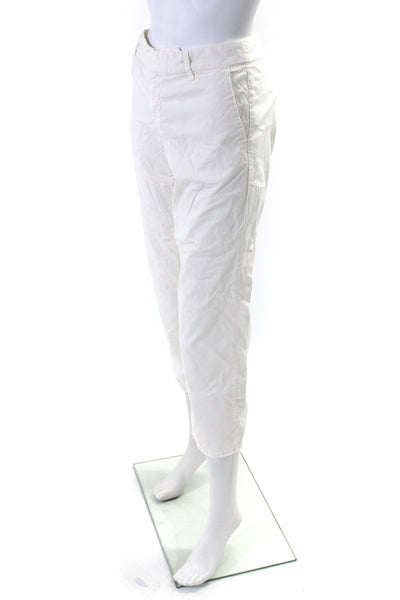 Nili Lotan Womens Mid Rise Zip Up Slim Leg Utility Pants White Cotton Size 10