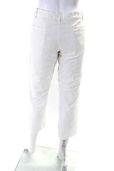 Nili Lotan Womens Mid Rise Zip Up Slim Leg Utility Pants White Cotton Size 10