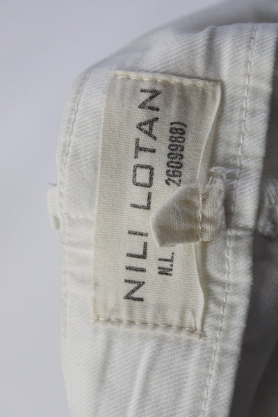 Nili Lotan Wonens High Rise Slim Leg Utility Pants White Cotton Size 6