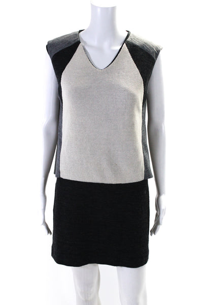 Balenciaga Paris Women's Round Neck Sleeveless A-Line Mini Dress Gray Size 38