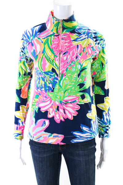 Lilly Pulitzer Women's Long Sleeves Quarter Zip Multicolor Blouse Size XXS