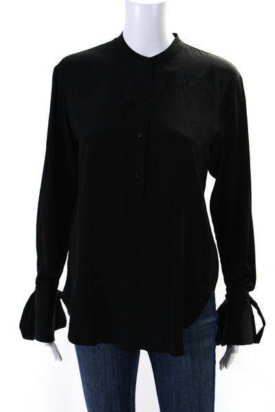 Rag & Bone Women's Round Neck Long Sleeves Silk Blouse Black Size XS