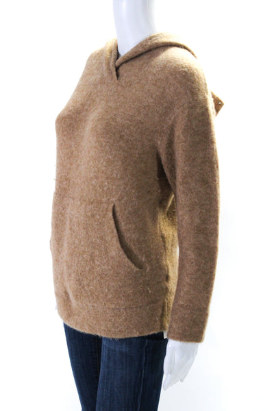 Vince Women's Hood Long Sleeves Pockets Pullover Sweater Camel Size XXS