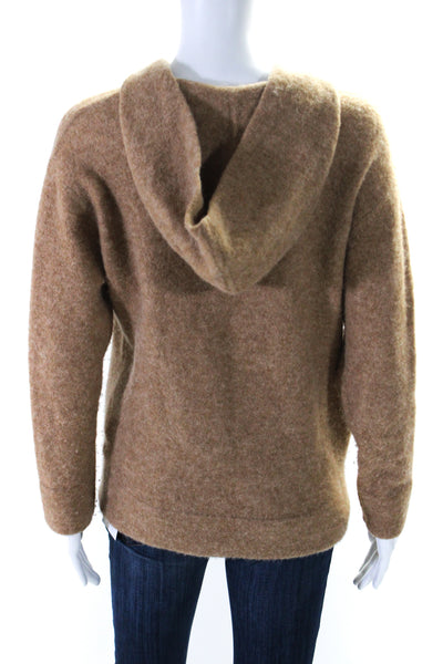 Vince Women's Hood Long Sleeves Pockets Pullover Sweater Camel Size XXS