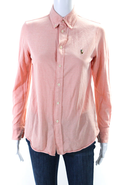 Ralph Lauren Women's Collared Long Sleeves Button Down Shirt Pink Size M