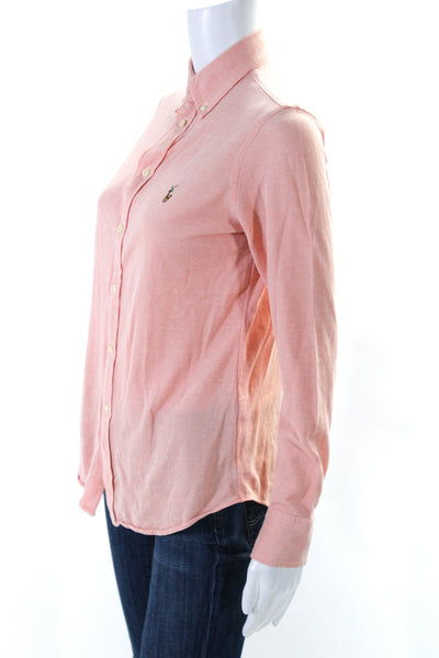 Ralph Lauren Women's Collared Long Sleeves Button Down Shirt Pink Size M