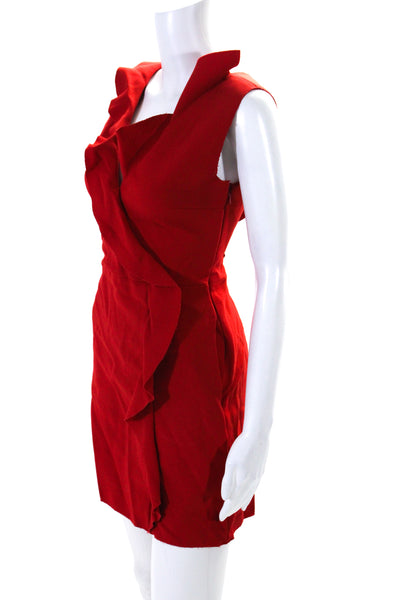 MSGM Womens Red Asymmetrical Ruffle Dress Red Size 2 12670464