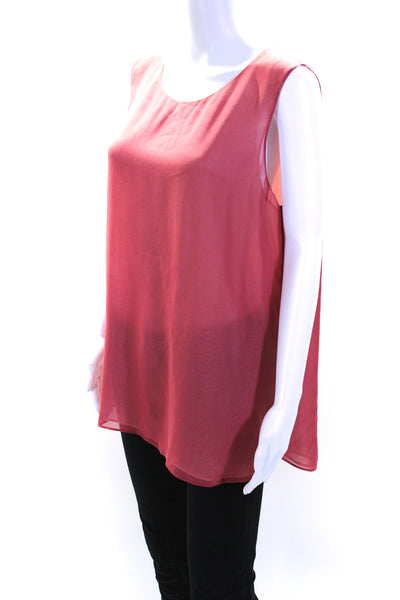 Vince Womens Sleeveless Scoop Neck Silk Blouse Top Pink Size Extra Large