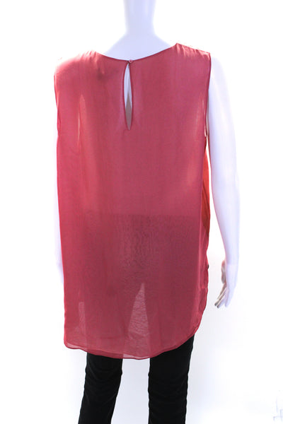 Vince Womens Sleeveless Scoop Neck Silk Blouse Top Pink Size Extra Large