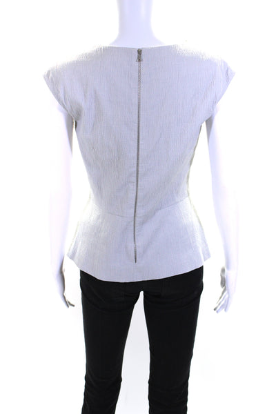 Lela Rose Womens Back Zip Sleeveless Scoop Neck Top Blouse Gray Cotton Size 4