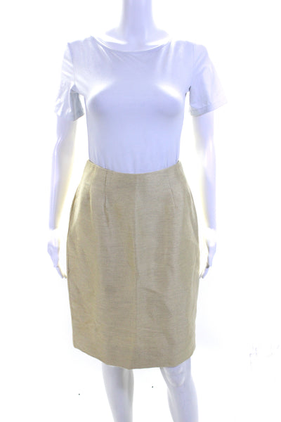 Lourdes Chavez Womens Button Front Notched Lapel Skirt Suit Yellow Size 4