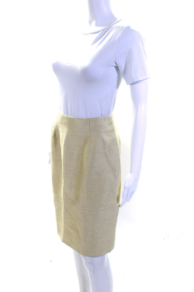 Lourdes Chavez Womens Button Front Notched Lapel Skirt Suit Yellow Size 4