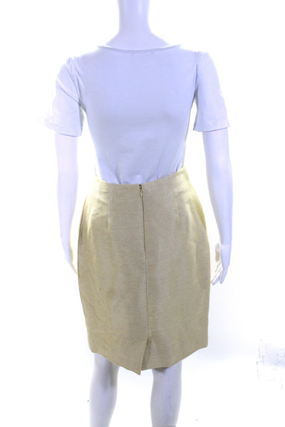 Lourdes Chavez Womens Button Front Notched Lapel Skirt Suit Yellow Size 4