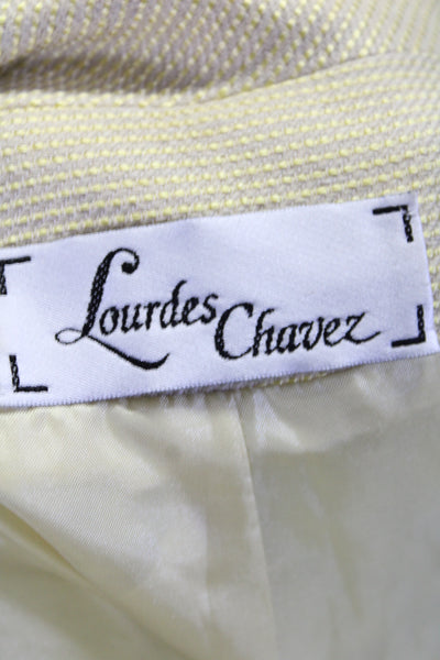 Lourdes Chavez Womens Button Front Notched Lapel Skirt Suit Yellow Size 4