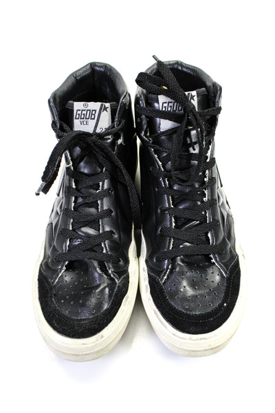 Golden Goose Deluxe Brand Womens High Top 2. 12 Sneakers Black Leather Size 41