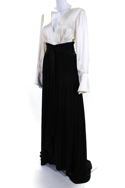 Prabal Gurung Satin Color Block Evening Gown White Size 6 eBay Endless Runway