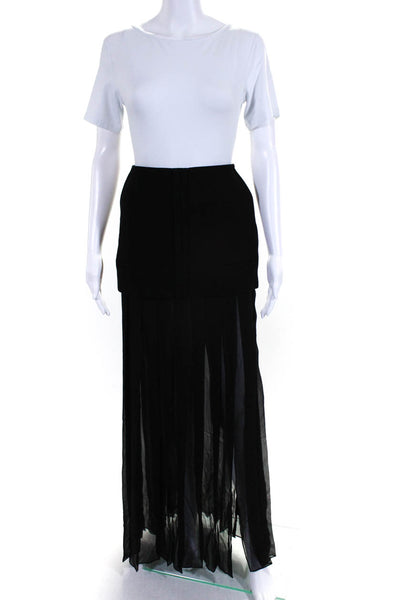 Vera Wang Crepe Chiffon Pleat Sheer Midi Skirt Black Size 2 eBay Endless Runway