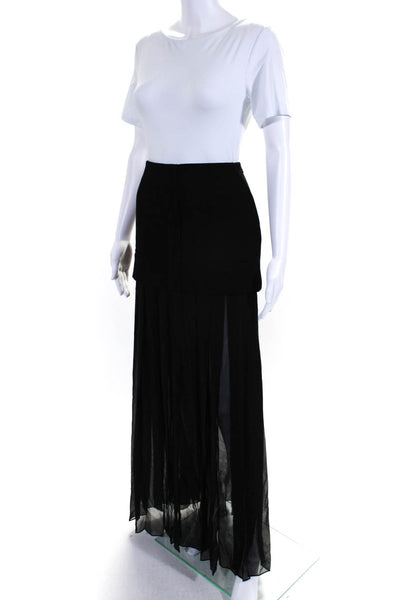 Vera Wang Crepe Chiffon Pleat Sheer Midi Skirt Black Size 2 eBay Endless Runway