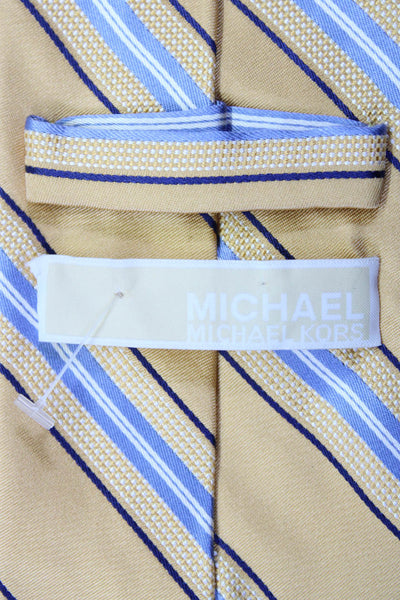 Michael Michael Kors Stripe Jacquard Tie Beige Blue Silk eBay Endless Runway